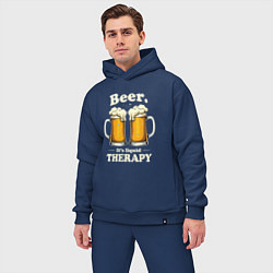 Мужской костюм оверсайз Beer its liquid therapy, цвет: тёмно-синий — фото 2