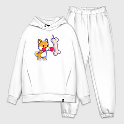 Мужской костюм оверсайз Пёсик боксёр, цвет: белый