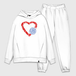 Мужской костюм оверсайз Сердце волейбола, цвет: белый