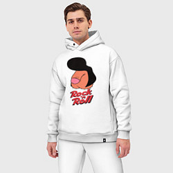 Мужской костюм оверсайз Логотип rock n roll мем, цвет: белый — фото 2