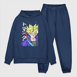 Мужской костюм оверсайз Драконий жемчуг Транкс из будущего, цвет: тёмно-синий