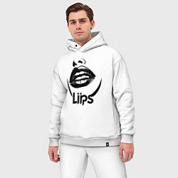 Мужской костюм оверсайз Черные губы, цвет: белый — фото 2