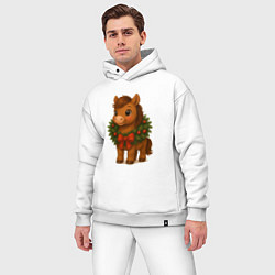 Мужской костюм оверсайз Маленькая милая лошадка в городе, цвет: белый — фото 2