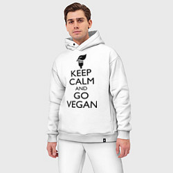 Мужской костюм оверсайз Keep Calm & Go Vegan, цвет: белый — фото 2