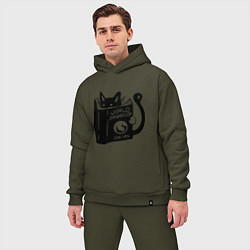 Мужской костюм оверсайз Кот с книгой, цвет: хаки — фото 2