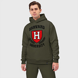 Мужской костюм оверсайз Harvard University цвета хаки — фото 2