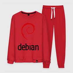 Костюм хлопковый мужской Debian, цвет: красный