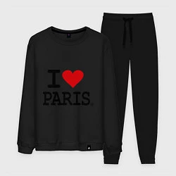 Костюм хлопковый мужской I love Paris, цвет: черный