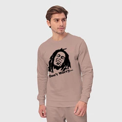 Костюм хлопковый мужской Bob Marley: Don't worry, цвет: пыльно-розовый — фото 2