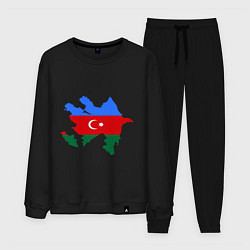 Костюм хлопковый мужской Azerbaijan map, цвет: черный