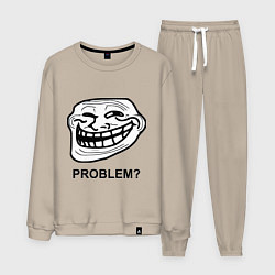 Костюм хлопковый мужской Trollface. Problem? Проблемы?, цвет: миндальный