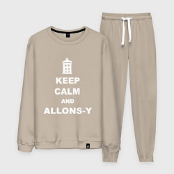 Костюм хлопковый мужской Keep Calm & Allons-Y, цвет: миндальный