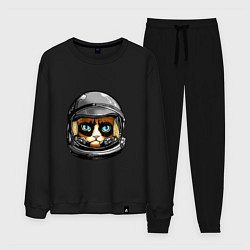 Костюм хлопковый мужской Кот космонавт, цвет: черный