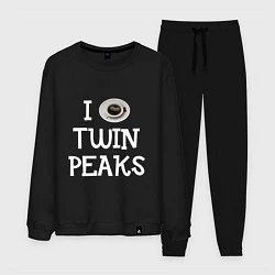 Костюм хлопковый мужской I love Twin Peaks, цвет: черный