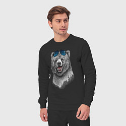 Костюм хлопковый мужской Медведь в очках, цвет: черный — фото 2