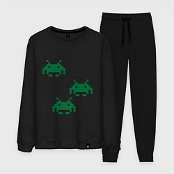 Костюм хлопковый мужской Space invaders 8 bit, цвет: черный