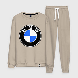 Костюм хлопковый мужской Logo BMW, цвет: миндальный
