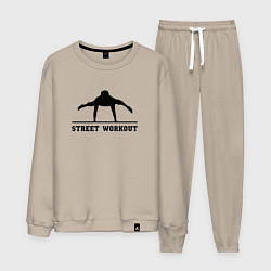 Костюм хлопковый мужской Street workout v, цвет: миндальный