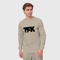 Костюм хлопковый мужской TFK: Black Logo, цвет: миндальный — фото 2