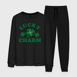 Костюм хлопковый мужской Lucky charm - клевер, цвет: черный