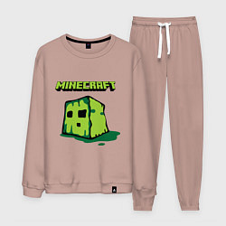 Костюм хлопковый мужской Minecraft Creeper, цвет: пыльно-розовый