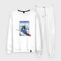 Костюм хлопковый мужской Лыжный Спорт, цвет: белый