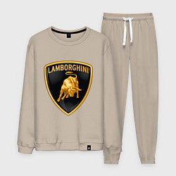 Костюм хлопковый мужской Lamborghini logo, цвет: миндальный