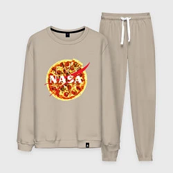 Костюм хлопковый мужской NASA: Pizza, цвет: миндальный