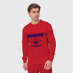 Костюм хлопковый мужской MGU Moscow University, цвет: красный — фото 2
