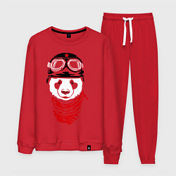 Костюм хлопковый мужской Панда байкер, цвет: красный
