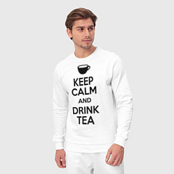 Костюм хлопковый мужской Keep Calm & Drink Tea, цвет: белый — фото 2