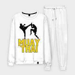 Костюм хлопковый мужской Muay Thai, цвет: белый