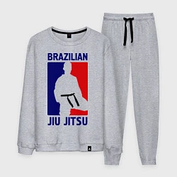 Костюм хлопковый мужской Brazilian Jiu jitsu, цвет: меланж