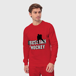 Костюм хлопковый мужской Russian hockey, цвет: красный — фото 2