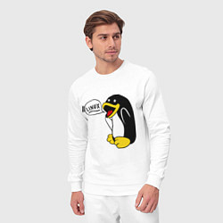 Костюм хлопковый мужской Пингвин: Linux, цвет: белый — фото 2
