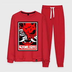 Костюм хлопковый мужской Cyberpunk 2077: Samurai Poster, цвет: красный