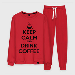 Костюм хлопковый мужской Keep Calm & Drink Coffee, цвет: красный