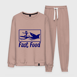 Костюм хлопковый мужской Shark fast food, цвет: пыльно-розовый