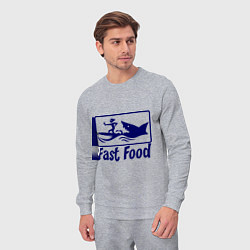 Костюм хлопковый мужской Shark fast food, цвет: меланж — фото 2