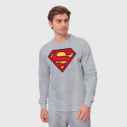 Костюм хлопковый мужской Superman logo, цвет: меланж — фото 2