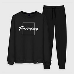Костюм хлопковый мужской Forever young, цвет: черный