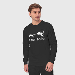 Костюм хлопковый мужской Fast food белый, цвет: черный — фото 2
