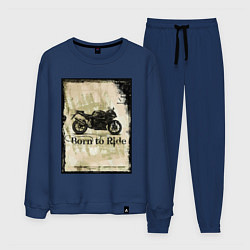 Костюм хлопковый мужской Born to Ride, цвет: тёмно-синий