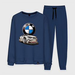 Костюм хлопковый мужской BMW оскал, цвет: тёмно-синий
