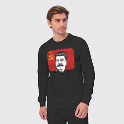 Костюм хлопковый мужской Сталин и флаг СССР, цвет: черный — фото 2