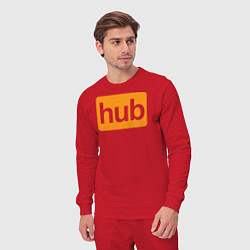 Костюм хлопковый мужской Hub, цвет: красный — фото 2