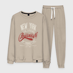 Костюм хлопковый мужской Городские легенды Нью-Йорка, цвет: миндальный