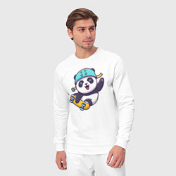 Костюм хлопковый мужской Панда скейтер, цвет: белый — фото 2