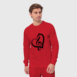 Костюм хлопковый мужской Скрипичный ключ в сердце, цвет: красный — фото 2