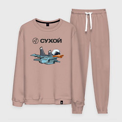 Костюм хлопковый мужской Утёнок Су-34, цвет: пыльно-розовый